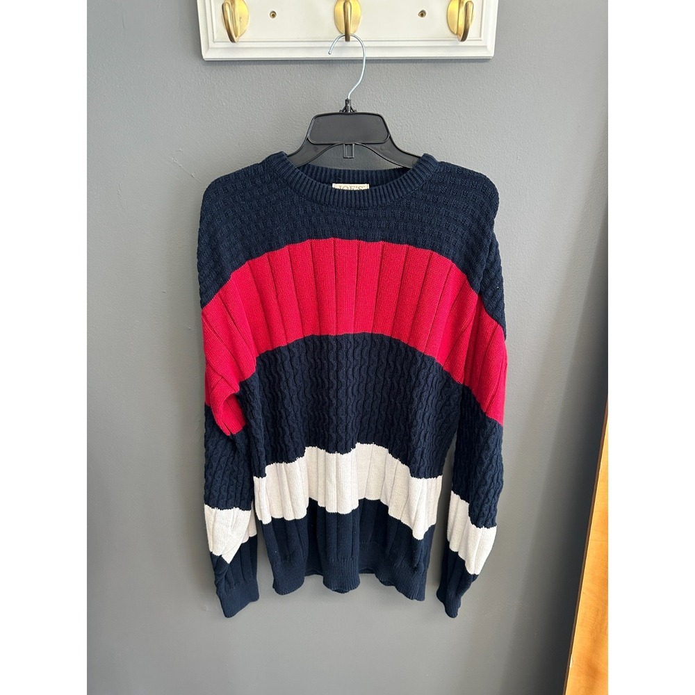 Vintage Joe's Casual Jos. A Banks Sweater Men's XL Thick Stripe Red White Blue